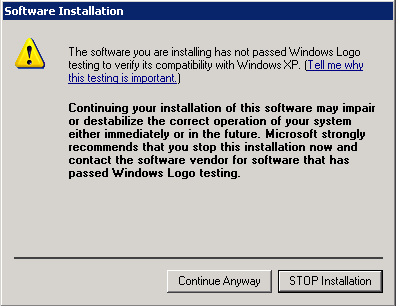 Windows Installer: Continue Anyway on Windows XP and Windows Server 2003